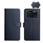 For Xiaomi Poco M4 Pro Genuine Leather Fingerprint-proof Horizontal Flip Phone Case(Blue)