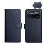 For Xiaomi Poco X4 Pro 5G Genuine Leather Fingerprint-proof Horizontal Flip Phone Case(Blue)
