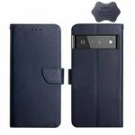 For Google Pixel 6 Pro Genuine Leather Fingerprint-proof Horizontal Flip Phone Case(Blue)