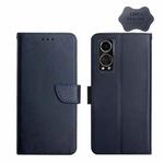 For ZTE Axon 30 Genuine Leather Fingerprint-proof Horizontal Flip Phone Case(Blue)