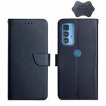 For Motorola Moto Edge 20 Pro Genuine Leather Fingerprint-proof Horizontal Flip Phone Case(Blue)