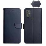 For Motorola Moto G Power 2022 Genuine Leather Fingerprint-proof Horizontal Flip Phone Case(Blue)