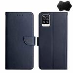 For vivo V20 Genuine Leather Fingerprint-proof Flip Phone Case(Blue)