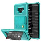 For Samsung Galaxy Note9 Magnetic Wallet Card Bag Leather Phone Case(Cyan)
