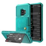 For Samsung Galaxy S9 Magnetic Wallet Card Bag Leather Phone Case(Cyan)