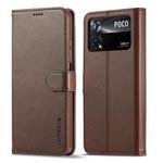 For Xiaomi Poco M4 Pro LC.IMEEKE Calf Texture Leather Phone Case(Coffee)