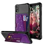 For iPhone XR Glitter Magnetic Card Bag Phone Case(Purple)