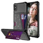 For iPhone XS Max Glitter Magnetic Card Bag Phone Case(Black)