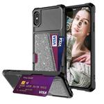 For iPhone XS Max Glitter Magnetic Card Bag Leather Case(Grey)