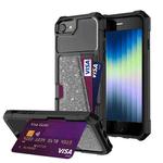 For iPhone SE 2022 / SE 2020 / 8 / 7 Glitter Magnetic Card Bag Phone Case(Grey)