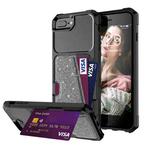 Glitter Magnetic Card Bag Phone Case For iPhone 8 Plus / 7 Plus / 6 Plus(Grey)