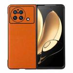 For vivo X Fold Accurate Hole Two-color Litchi Texture PU Phone Case(Orange)