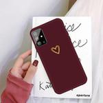 For Galaxy S20+ Golden Love Heart Pattern Frosted TPU Protective Case(Wine Red)