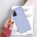 For Galaxy A71 Golden Love Heart Pattern Frosted TPU Protective Case(Light Purple)