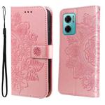 For Xiaomi Redmi Note 11E/Redmi 10 Prime+ 5G 7-petal Flowers Embossing Pattern Horizontal Flip Leather Case(Rose Gold)