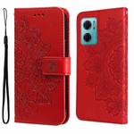 For Xiaomi Redmi Note 11E/Redmi 10 Prime+ 5G 7-petal Flowers Embossing Pattern Horizontal Flip Leather Case(Red)