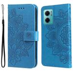 For Xiaomi Redmi Note 11E/Redmi 10 Prime+ 5G 7-petal Flowers Embossing Pattern Horizontal Flip Leather Case(Blue)