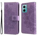 For Xiaomi Redmi Note 11E/Redmi 10 Prime+ 5G 7-petal Flowers Embossing Pattern Horizontal Flip Leather Case(Light Purple)
