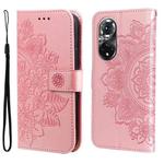 For Huawei Nova 9 Pro/Honor 50 Pro 7-petal Flowers Embossing Pattern Horizontal Flip Leather Case(Rose Gold)