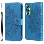 For Infinix Hot 11 7-petal Flowers Embossing Pattern Horizontal Flip Leather Case(Blue)