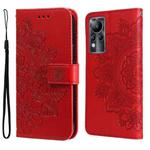 For Infinix Note 11 7-petal Flowers Embossing Pattern Horizontal Flip Leather Case(Red)