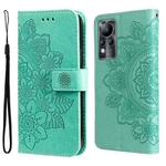 For Infinix Note 11 7-petal Flowers Embossing Pattern Horizontal Flip Leather Case(Green)