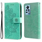 For Infinix Note 11 Pro/Note 11s 7-petal Flowers Embossing Pattern Horizontal Flip Leather Case(Green)