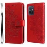 For vivo Y55 5G/Y75 5G/T1 5G 7-petal Flowers Embossing Pattern Horizontal Flip Leather Case(Red)