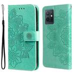 For vivo Y55 5G/Y75 5G/T1 5G 7-petal Flowers Embossing Pattern Horizontal Flip Leather Case(Green)