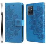 For vivo Y55 5G/Y75 5G/T1 5G 7-petal Flowers Embossing Pattern Horizontal Flip Leather Case(Blue)