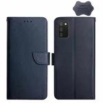 For Samsung Galaxy A02s Genuine Leather Fingerprint-proof Horizontal Flip Phone Case(Blue)