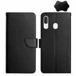 For Samsung Galaxy A20 / A30 Genuine Leather Fingerprint-proof Horizontal Flip Phone Case(Black)