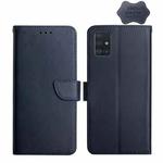 For Samsung Galaxy A51 Genuine Leather Fingerprint-proof Horizontal Flip Phone Case(Blue)