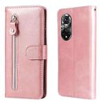 For Huawei Nova 9 Pro/Honor 50 Pro Fashion Calf Texture Zipper Horizontal Flip Leather Case(Rose Gold)