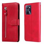 For OPPO Realme C35 Fashion Calf Texture Zipper Horizontal Flip Leather Case(Red)