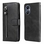 For OPPO Reno7 Z/A96 5G/OnePlus Nord N20 5G Fashion Calf Texture Zipper Horizontal Flip Leather Case(Black)