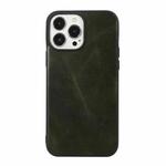 For iPhone 13 Pro Genuine Leather Double Color Crazy Horse Phone Case (Green)