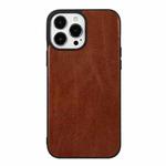 For iPhone 13 Pro Max Genuine Leather Double Color Crazy Horse Phone Case (Brown)