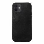 For iPhone 12 mini Genuine Leather Double Color Crazy Horse Phone Case (Black)