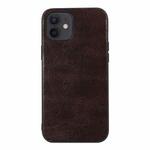 For iPhone 12 mini Genuine Leather Double Color Crazy Horse Phone Case (Coffee)