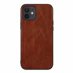 For iPhone 12 / 12 Pro Genuine Leather Double Color Crazy Horse Phone Case(Brown)