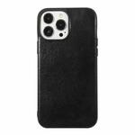 For iPhone 12 Pro Max Genuine Leather Double Color Crazy Horse Phone Case(Black)