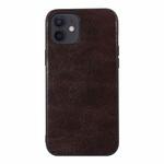For iPhone 11 Genuine Leather Double Color Crazy Horse Phone Case (Coffee)