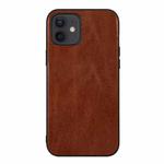 For iPhone 11 Genuine Leather Double Color Crazy Horse Phone Case (Brown)