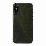 For iPhone X / XS Genuine Leather Double Color Crazy Horse Phone Case(Green)