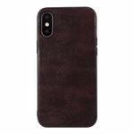 For iPhone XS Max Genuine Leather Double Color Crazy Horse Phone Case(Coffee)
