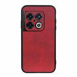 For OnePlus 10 Pro Accurate Hole Two-color Calf Texture PU Phone Case(Red)