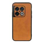 For OnePlus 10 Pro Accurate Hole Two-color Calf Texture PU Phone Case(Brown)