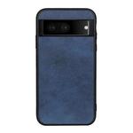 For Google Pixel 7 Accurate Hole Two-color Calf Texture PU Phone Case(Blue)