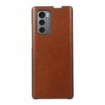 For LG Wing 5G Genuine Leather Double Color Crazy Horse Phone Case(Brown)